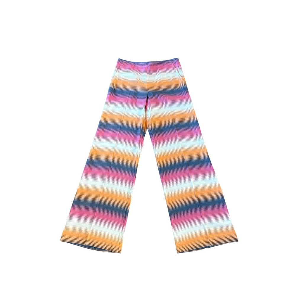 Trina Turk Women Pink Orange Striped Wide Leg Trousers Size 4‎ Boho Y2K Coastal